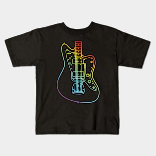 Offset Style Electric Guitar Body Colorful Outline Kids T-Shirt